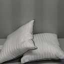 Pillows Insert 14'' x 14'' Set of 2, Decorative Small Pillows with Luxury Silky Covers for Indoor Couch, Sofa or Bed Decors, White Striped Cushion Sham Stuffer