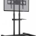 TAVR Furniture Mobile TV Stand Rolling TV Cart Floor Stand with Mount on Lockable Wheels Height Adjustable for 32-83 Inch TV Stand Flat Screen or Curved TVs Monitors Display Trolley Loading 110 lbs (BLACK)