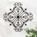 Glitzhome Vintage Wall Decor, Black Artistic Beauty Metal Garden Ornament Powder-Coated Matte Black Finish Charming Fleur-de-lis Outdoor Indoor Decoration