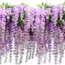 Artificial Fake Wisteria Vine Garland-GreenDec 3.6 Feet Piece Ratta Hanging Flowers for Home Garden Wedding Dcor (Wisteria-Light Purple, 24 Pack)