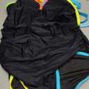 popvil Women's One Piece 2025 Tummy Control Swimsuits Neon Color Block Swimwear Deep V Neck Slimming Bathing Suit, M