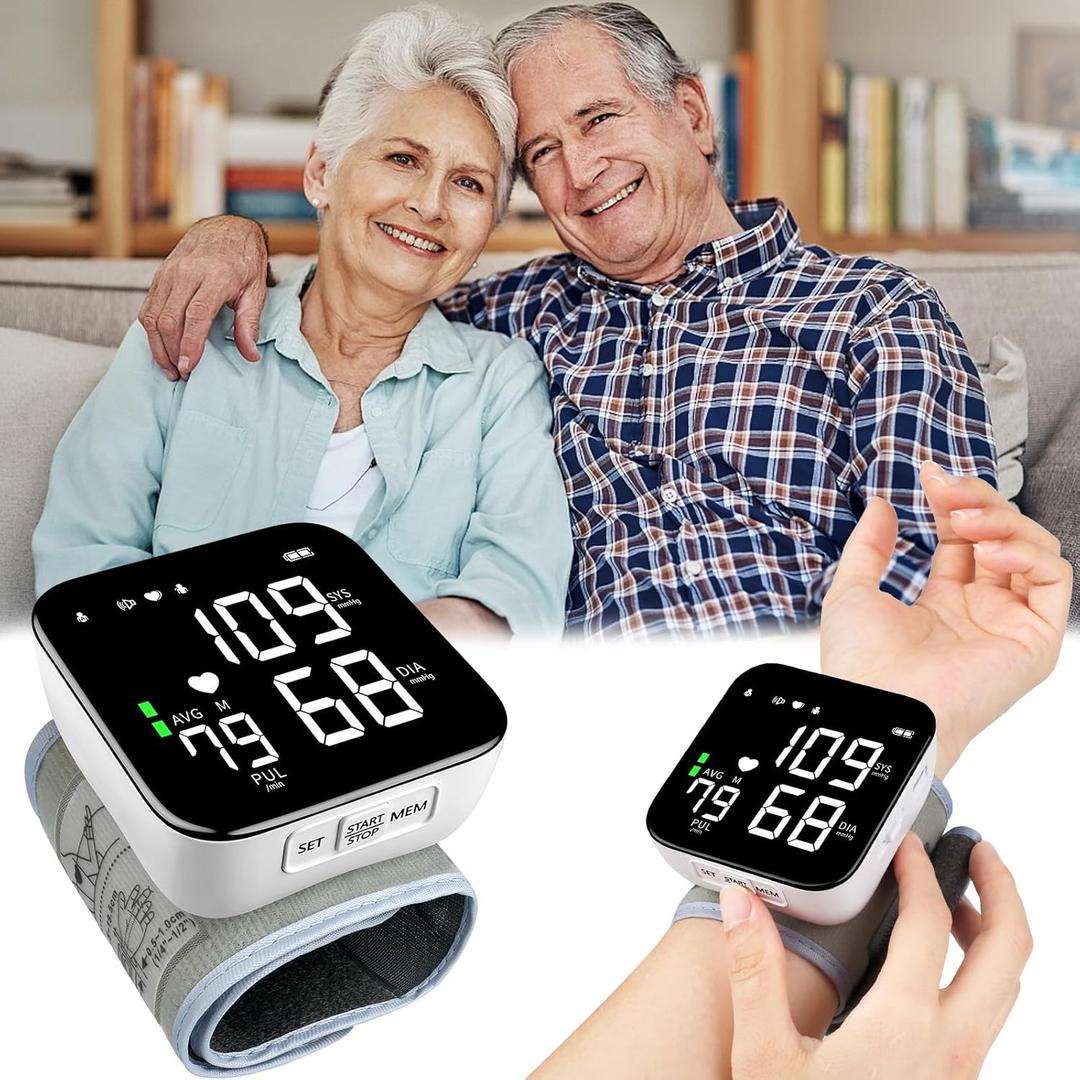 Wrist Blood Pressure Monitor, 2026 Upgrade Digital Wrist Blood Pressure Monitor with 90X2 Readings Memory, Pulse Rate Monitoring, Large LCD Screen, Automatic Wrist Pressure Monitor for Home Use Black