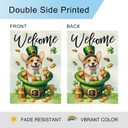 DLZDN Welcome St Patricks Day Dog Garden Flag Shamrocks Corgi Flag 1218 Inch Double Side Vertical Burlap Farmhouse Yard Sign Holiday Outdoor Decoration