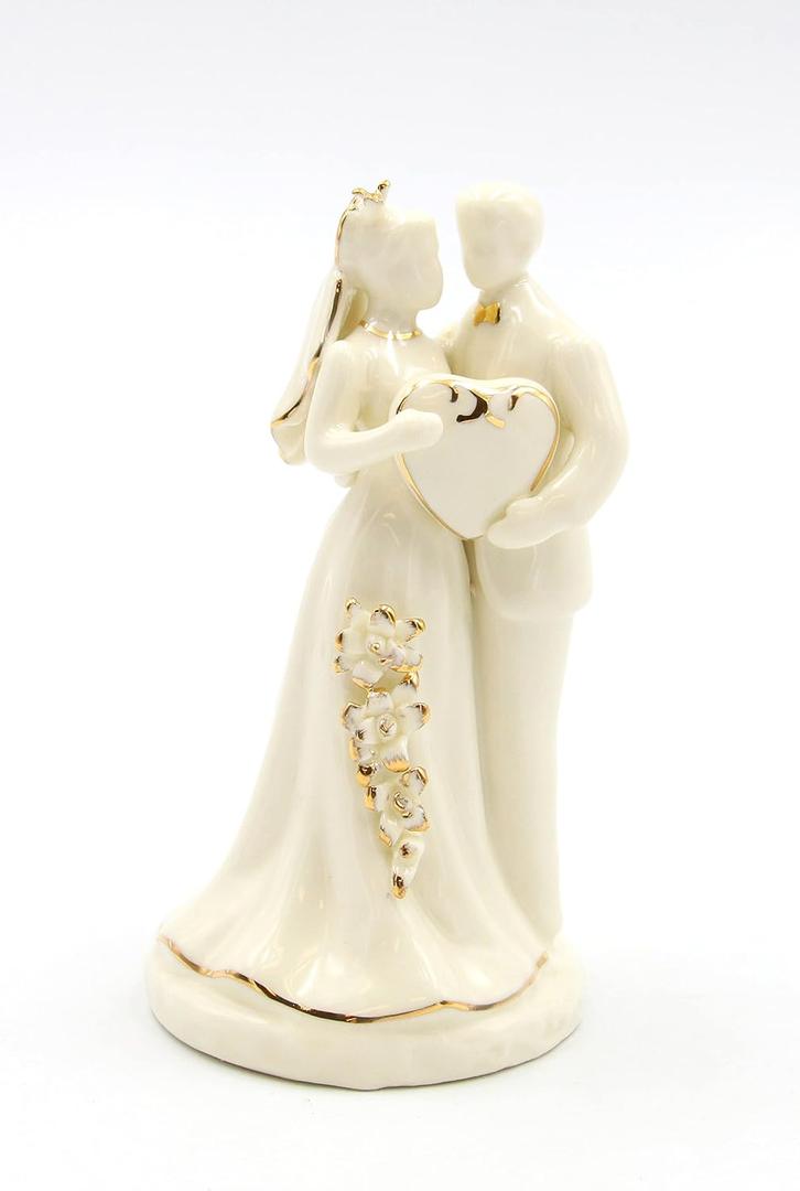 30718 Porcelain Anniversary Couple in Figurine, Beige, 2 1/2" x 2 1/2" x 4 3/4" H