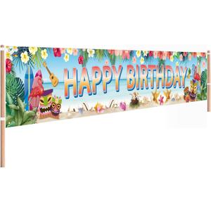 Hawaiian Birthday Party Decorations Aloha Luau Birthday Party Banner Party Decorations Large Size Tropical Yard Sign for Aloha Luau Indoor Outdoor Decorations, 118 x 20 inch