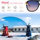 Hanj Retro Square Aviator Sunglasses for Women Men 70s 80s Classic Shades Gold Temple Fashion Glasses (Blue)