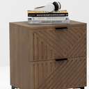 Chilihom Nightstand with 2 Drawers Night Stand with Fluted Panel, Modern Bedside Table for Bedroom, Wood End Table Side Table Small Storage Cabinet, Brown