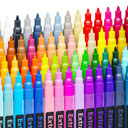Acrylic Paint Pens Brush Tip, 60 Metallic & 8 Basic Colors Acrylic Paint Markers. Calligraphy Brush Set for Rock Painting, Scrapbooking, Sumi Brush, Lettering, Card Making, Sketching, Black Paper, DIY