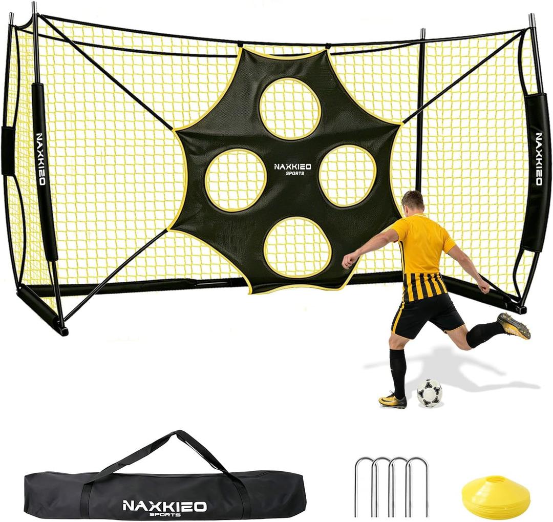 Soccer Goal, 12X6 FT Soccer Goal for Backyard, Precision Target and Training Cones Included, Upgraded Metal Base, Anti-Tear Netting, Soccer Practice Equipment with Carry Bag