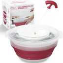 COOK WITH COLOR Collapsible Salad Spinner - 4 QT Space Saving Lettuce Dryer with Folding Collapsible Colander Great for Washing and Drying Fruit and Vegetables (Rose)