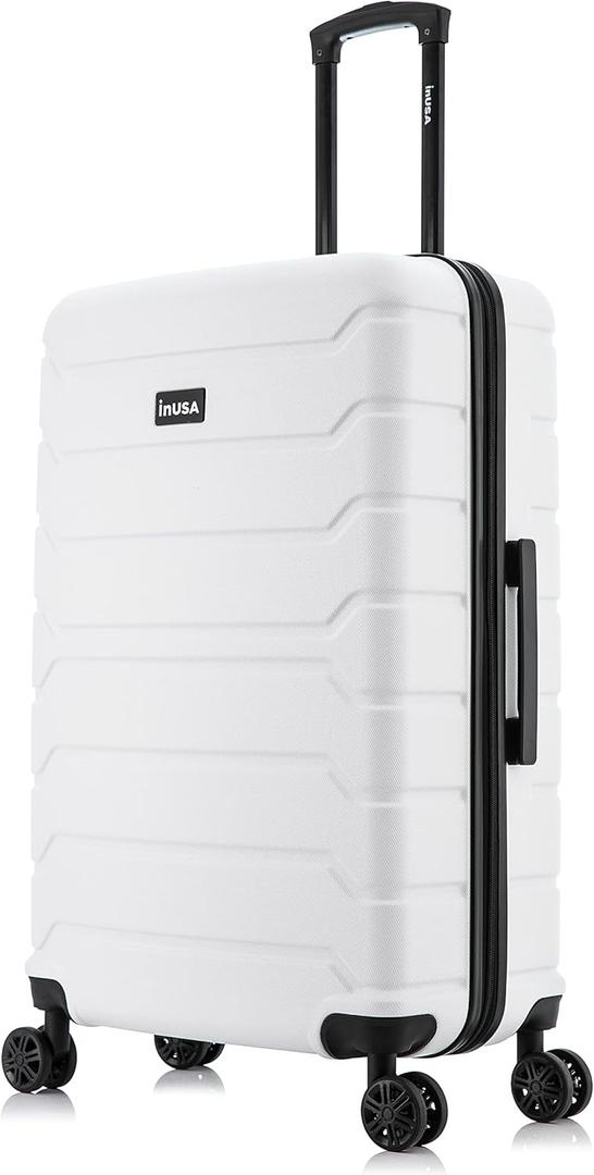 InUSA TREND Luggage with Spinner Wheels | Durable Lightweight Hardside Suitcase, Travel bag with Handle and Trolley, 28-Inch Large Checked luggage | White