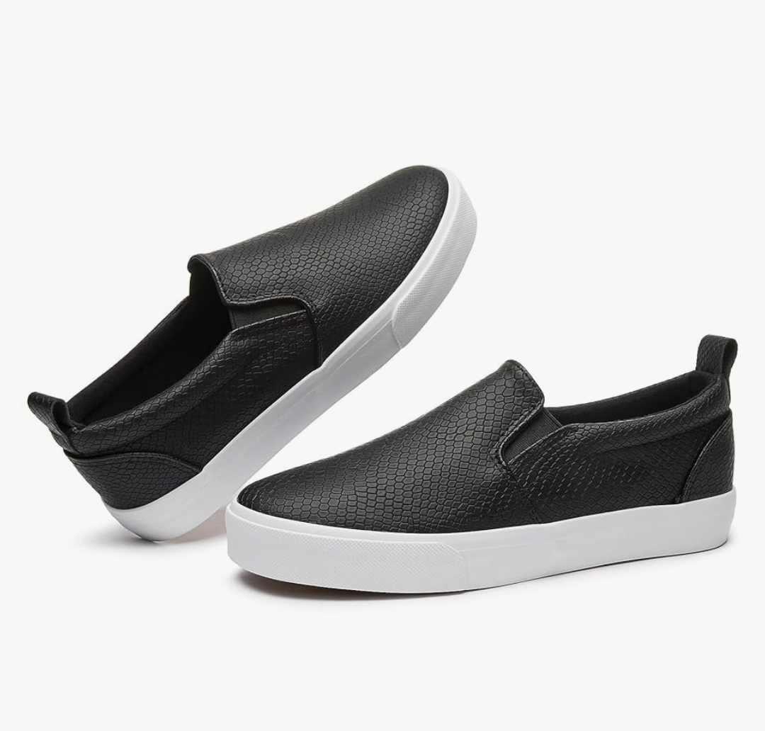 TUOPIN Womens Synthetic Leather Slip On Shoes,Padded Collar Slip on Sneakers for Women,Casual Loafers Walking Shoes Size 9