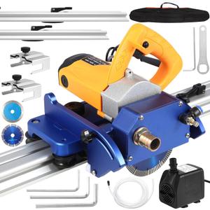 Electric Orbital Tile Cutter, 2300W Angle Grinder 8000RPM, 71" Cutting Length, Wet & Dry Blades, Bevel & Chamfer, Dual 1.05m Tracks with Suction Cups & Clamps, Water Pump & Tool Bag