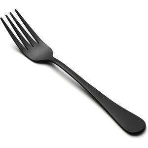 LIANYU Black Salad Forks Set of 12, Stainless Steel Silverware Flatware Forks, Appetizer Dessert Eating Utensils for Home Restaurant Wedding Party, Mirror Finish, Dishwasher Safe