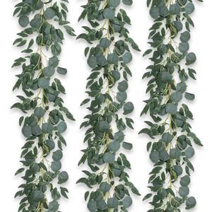3Pcs Fake Eucalyptus Vines, 6.5FT Silk Ivy Garland, Odorless Lush Green Leaves Artificial Hanging Plants, Boho Forest Greenery Decor for Home, Classroom, Wall,Party, Wedding Decoration