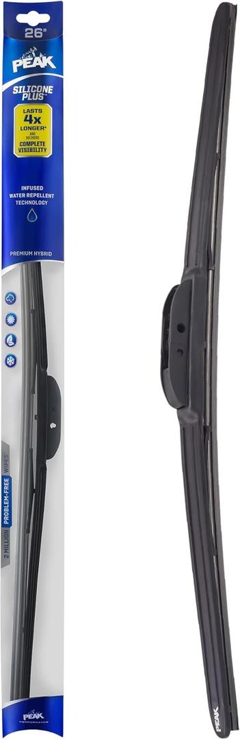 PEAK Silicone Plus 26" All-Weather Hybrid Windshield Wiper Blade, Premium Replacement Front Windshield Wiper Blade with Universal Connector, Pack of 1