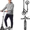 Scooters for Kids 8-12, Teens & Adults - Load 240 LBS, 8-Inch Wheels, Kick Scooter with Shock Absorption System, Hand Brake & Bell, 4 Adjustable Height Levels, Perfect for School, Commuting or Park (Black)