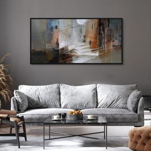 Yiijeah Abstract Wall Art for Liiving Room Large Framed Artwork for Walls Mud-brown Canvas Decor Prints Pictures Bedroom Office Home Decor 40x20 Inches