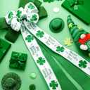 Riceshoot 6 Pcs Extra Large St. Patrick's Day Tree Topper Bows 26 x 12 Inches Green Four Leaf Clover Bows for Wreaths Irish Shamrock Bows for Front Door Tree Decorations