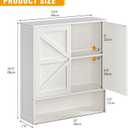 Bathroom Wall Cabinet, White 25.9" x 23.6" Over The Toilet Storage Cabinet, Bamboo Wall Mounted Bathroom Cabinet with Adjustable Shelves for Kitchen & Laundry Room (White)