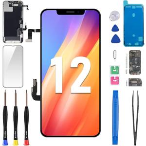 for iPhone 12/12 Pro Screen Replacement 6.1" with Ear Speaker Proximity Sensor 12Pro 3D Touch LCD Display Digitizer Full Assembly Front Earpiece Repair Kits Fix Tools A2172 A2402 A2403 A2404