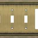 Henne Bery Sunken Pearls Heavy Duty Decorative Wall Plate Switch Plate Outlet Cover (Triple Toggle/Single Decorator, Antique Brass)