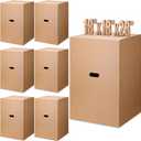 Fullhawl 6 Pack Large Moving Boxes with Handles 18 x 18 x 28 Inches Kitchen Corrugated Moving Boxes Double Wall Heavy Duty Cardboard Packing Box for Packing Shipping Mailing Garage Storage
