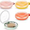 Kigley 4 Pcs Hair Tie Container Cotton Swab Holder Travel Hair Tie Holder Clip Flosser Dispenser Hair Accessories Organizer Box with Lid Portable Hanging Small Items Desktop Travel Storage
