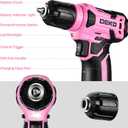 DEKOPRO 8V Cordless Drill, Drill Set with 3/8"Keyless Chuck, 42pcs Acessories, Built-in LED, Type-C Charge Cable, Pink Power Drills for Drilling and Tightening/Loosening Screws