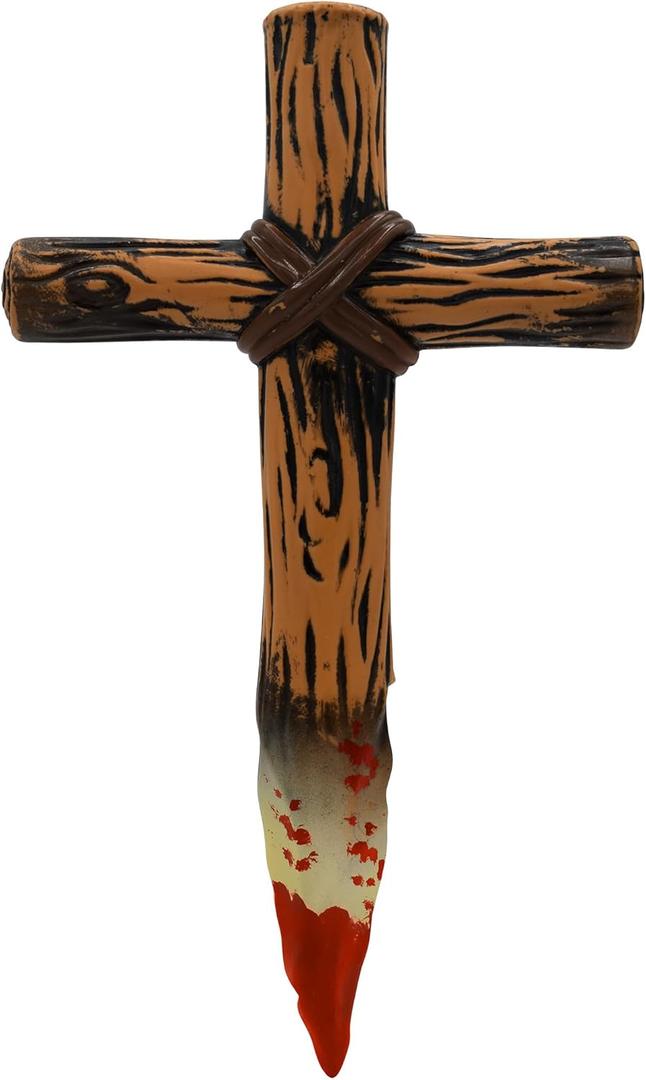 Nicky Bigs Novelties -Plastic Cross Stake - Fake Vampires Wooden Stake Prop - Zombie Hunter Halloween Costume Accessory