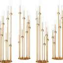 7 Arms Floor Candelabra 46.5'' Floor Candle Holders for Wedding Gold Candle Sticks Holder Decor Metal Candlestick Set with Acrylic Lampshades for Home Party (7 arm Round 46.5in)