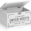HouseJoy Dryer Sheet Holder-White Dryer Sheet Container with Lid,Rustic Farmhouse Wooden Dryer Sheet Dispenser for Fabric Softener Sheets,Laundry Room Decor Organization/Storage