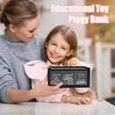 Spend Save Give Piggy Bank for Kids, Money Coin Savings Piggy Bank Jar Box for Kids Child Safe Money Saver, Teach Children About Giving & Saving Money Piggy Box for Childrens Boys Girls, Black