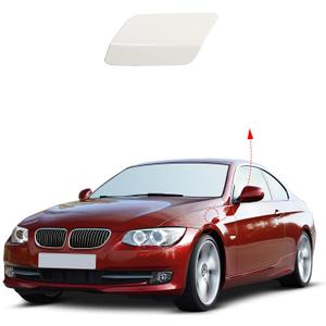 Front Bumper Headlight Washer Nozzle Cover Cap Fit for BMW E92 E93 328i 335I 335IS Coupe Convertible 2011 2012 2013 61677253393 61677253394 (White, Left Driver Side)