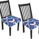 Stretch Dining Chair Seat Covers Set of 2,Dining Chair Slipcovers, Floral Printed Chair Covers,Soft Fabric Washable Upholstered Chair Seat Protector, No Rear Covers for Home Kitchen Dining Room (B-geometric Semicircles)