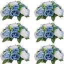 NUPTIO Flower Balls for Wedding Centerpieces - 6 Pcs 9.5 inch Diameter Fake Flower Ball Arrangement Bouquet Party Centerpieces for Tables - Dusty Blue Rose Bouquet Centerpiece Flowers for Table