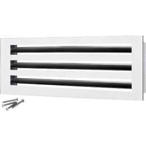 24x6 Modern AC Vent Cover – Decorative Air Vent Register Grille, Linear Slot Diffuser, Adjustable Airflow, Quiet Operation, HVAC Vent Cover for Ceiling, Wall & Floor, White Aluminum Alloy