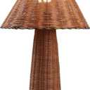 JONATHAN Y Kara 26.5" Modern Coastal Woven Rattan Table Lamp, Dark Brown