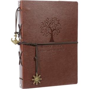 Scrapbook Photo Album, AIOR Leather Scrapbook 60 Pages DIY Vintage Memory Book, Birthday Anniversary Presents Valentines Day Mothers Day Gifts for Him Her Women Men Mom Dad (Tree)