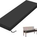 Tounosnt Outdoor Bench Cushion 60 X 18 X 3.5 Inch Thick Waterproof Patio Furniture Cushions, Patio Porch Swing Replacement Seat Pad with Tie Straps and Anti-Slip, for Backyard Garden, Black