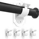 KEAMIMU No Drill Curtain Rod Brackets， No Drill Needed Curtain Rod Holders, Adhesive Curtain Rod Holder，Multipurpose Nail Free Stick on Curtain Rod Hooks Self Adhesive Rod Holder Hooks（White 4Pcs）