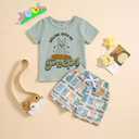 Noubeau Baby Boys Easter Outfits Cute Bunny Graphic Print T-Shirt Short Sleeve Tops Rabbit Shorts Summer Clothes (Green)