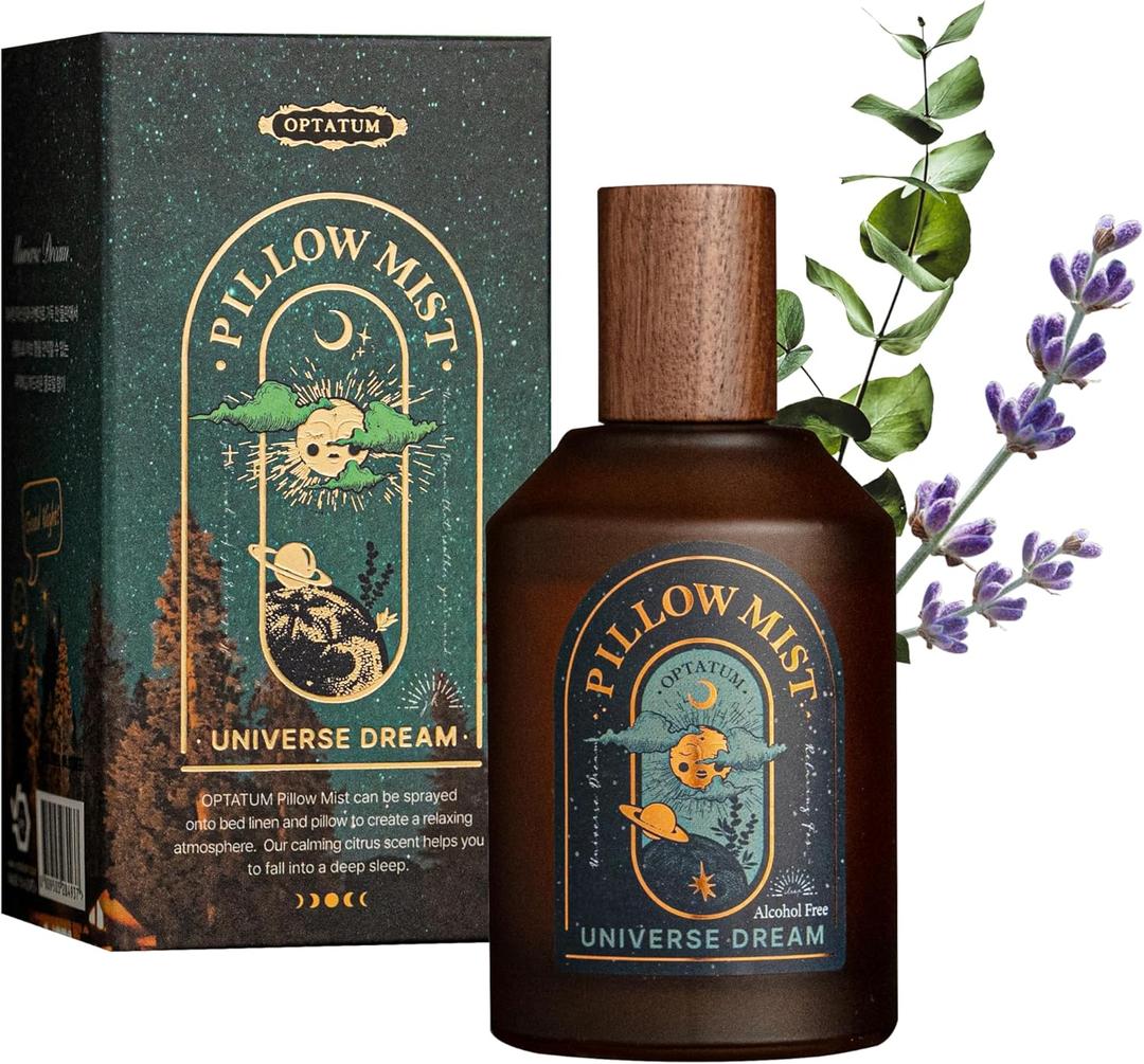 OPTATUM Pillow Mist - Aromatherapy Pillow Spray for Sheets, Linen & Bedding, Natural Essential Oils for Stress Relief, Gift for Someone Who Wants to Sleep Well - Universe Dream