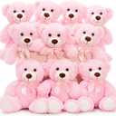 MaoGoLan 10Pcs Bulk Teddy Bears Stuffed Animals Baby Shower, Soft Small Stuffed Bears in Bulk, 13.5" Cuddly Mini Teddy Centerpiece,Wedding,Party,Engagement,Pink