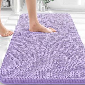 OLANLY Bathroom Rugs 30x20, Extra Soft Absorbent Chenille Bath Rugs, Rubber Backing Quick Dry, Machine Washable Bath Mats for Bathroom Floor, Tub and Shower, Home Decor Accessories, Lavender