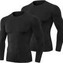 2 Pack Men's Compression Shirts Long Sleeve Quick Dry Workout Athletic Base Layer T-Shirts Sports Undershirt Large