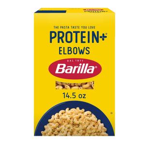 Barilla Protein+ (Plus) Elbows Pasta, 14.5 Ounce - plant based - Made from Lentils, Chickpeas & Peas - Non-GMO, Kosher Certified (EXP 04/01/27)