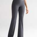 RUNNING GIRL Womens Ribbed V Crossover High Waist Yoga Pants Flare Leggings for Women with Side Pockets (XL)