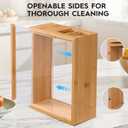 Food Dispenser 2L,2 Pack Easy-to-Clean Bamboo Food Storage Containers Featuring a Removable PVC Door PanelCereal Cispensers For Serving Tea,Coffee,Sugar,Candy,Pasta,Spice
