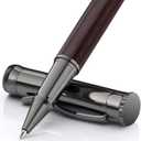 WEMATE Wood Rollerball Pen Set, Extra 2 Ink Refills(1 Black & 1 Blue), Fancy Writing Pen Nice Luxury Office Gift for Men, Professional, Executive, Cool Wooden Pen for Journaling - Blackwood